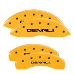 MGP 4 Caliper Covers Engraved Front & Rear Denali Yellow finish black ch; 2015-2020