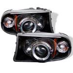 Spyder Dodge Dakota 1PC Halo LED ( Replaceable LEDs ) Projector Headlights - Black - (PRO-YD-DDAK97-BK)