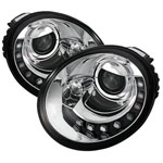 Spyder Volkswagen Beetle Projector Headlights - DRL - Chrome - (PRO-YD-VB98-DRL-C); 1998-2005