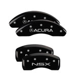 MGP 4 Caliper Covers Engraved Front Acura Engraved Rear NSX Black finish silver ch; 2003-2004