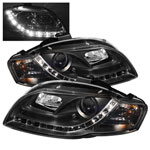 Spyder Audi A4 ( Will Not Fit Convertible ) DRL LED Projector Headlights - Black - (PRO-YD-AA405-DRL-BK)