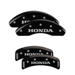 MGP 4 Caliper Covers Engraved Front & Rear Honda Black finish silver ch; 2003-2010