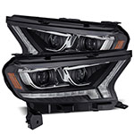 AlphaRex 2019+ Ford Ranger PRO-Series Proj Headlights Plank Style Black w/Seq Signal/DRL; 2019-2022