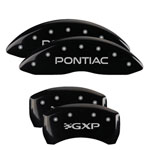 MGP 4 Caliper Covers Engraved Front Pontiac Engraved Rear GXP Black finish silver ch; 2008-2009