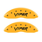 MGP 4 Caliper Covers Engraved Front Viper Rear Snake Yellow Finish Black Char 2002 Dodge Viper; 2001-2002