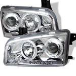 Spyder Dodge Charger ( Non HID ) Halo LED ( Replaceable LEDs ) Projector Headlights - Chrome - (PRO-YD-DCH05-LED-C); 2006-2010