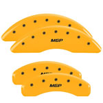 MGP 4 Caliper Covers Engraved Front & Rear MGP Yellow finish black ch; 2008-2012