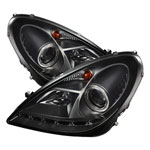 Spyder Mercedes Benz R171 SLK ( NON HID ) DRL LED Projector Headlights - Black - (PRO-YD-MBSLK05-DRL-BK); 2005-2010