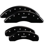 MGP 4 Caliper Covers Engraved Front & Rear MGP Black finish silver ch; 2008-2012