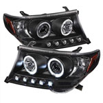 Spyder Toyota Land Cruiser Halo Projector Headlights - Black - (PRO-YD-TLAND08-HL-BK)