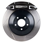 StopTech Dodge Magnum Big Brake Kit ST-40 Black Calipers & 1-Piece No Coating Slotted Rotors, Rear; 2005-2008