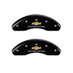 MGP 4 Caliper Covers Engraved F & R Chevy Racing Black Finish Silver Char 2019 Chevrolet Equinox; 2018-2022