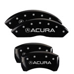 MGP 4 Caliper Covers Engraved Front & Rear Acura Black finish silver ch; 2018-2019