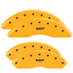 MGP 4 Caliper Covers Engraved Front & Rear MGP Yellow finish black ch; 2009-2016