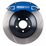 StopTech Dodge Magnum Big Brake Kit ST-40 Blue Calipers & 1-Piece No Coating Slotted Rotors, Rear; 2005-2008