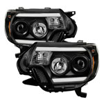 Spyder Toyota Tacoma Projector Headlights - Light Bar DRL - Black - (PRO-YD-TT12-LBDRL-BK); 2012-2015