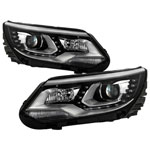 Spyder VW Tiguan 12-17 LED/DRL Projector Headlights Chrome PRO-JH-VWT12-LED-C; 2012-2017