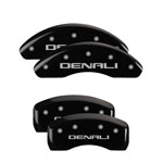 MGP 4 Caliper Covers Engraved Front & Rear Denali Black finish silver ch; 2013-2017