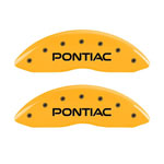 MGP 4 Caliper Covers Engraved Front Pontiac Rear Arrow Yellow Finish Blk Char 05 Pontiac Bonneville; 2004-2005