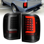 ANZO 1993-1997 Ford Ranger LED Tail Lights w/ Light Bar Black Housing Clear Lens; 1993-1997