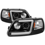 Spyder 97-03 Ford F-150 (After 6/1997) Light Bar Projector Headlights - Blk (PRO-YD-FF15097V2-LB-BK); 1997-2003