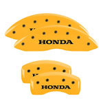 MGP 4 Caliper Covers Engraved Front & Rear Honda Yellow finish black ch; 2012-2014