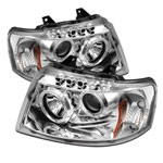 Spyder Ford Expedition Halo LED ( Replaceable LEDs ) Projector Headlights - Chrome - (PRO-YD-FE03-HL-C)