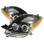 Spyder Toyota Yaris 2Dr Halo LED ( Replaceable LEDs ) Projector Headlights - Black - (PRO-YD-TYA06-HL-BK); 2006-2008