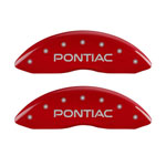 MGP 4 Caliper Covers Engraved Front & Rear Pontiac Red Finish Silver Char 2008 Pontiac G8; 2008-2009