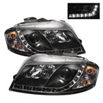 Spyder Audi A3 DRL LED Projector Headlights - Black - (PRO-YD-AA306-DRL-BK)