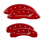 MGP 4 Caliper Covers Engraved Front & Rear 11-18 Dodge Durango Red Finish Silver Durango II Logo; 2011-2020