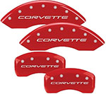 MGP 4 Caliper Covers Engraved Front & Rear C5/Corvette Red finish silver ch