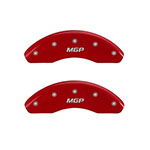 MGP 4 Caliper Covers Engraved Front & Rear MGP Red Finish Silver Char 2014 Chevrolet Express 2500; 2012-2017