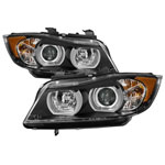 Spyder BMW E90 3-Series 4DR Version 2 Projector Headlights - AFS HID Model Only - Light Bar DRL - Black - (PRO-YD-BMWE9005V2-AFSHID-BK); 2006-2008