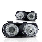 Winjet 1994-1997 Acura Integra Halo Projector Head Light - Chrome / Clear; 1994-1997