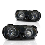 Winjet 1994-1997 Acura Integra Halo Projector Head Light - Black/Clear; 1994-1997