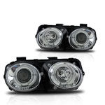 Winjet 1998-2001 Acura Integra Halo Projector Head Light - Chrome/Clear; 1998-2001