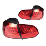 Winjet 2010-2014 Volkswagen Golf/Gti Vi Led Tail Lights - Chrome / Red; 2010-2014