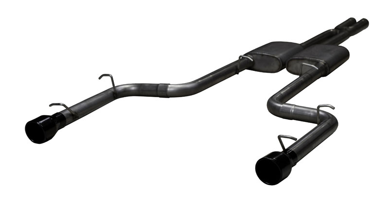 Pypes Exhaust SMC12VB | Pypes Charger V6 Cat-back 2.5 System w/ Violator Mufflers - Phantom Black Tips; 2005-2010