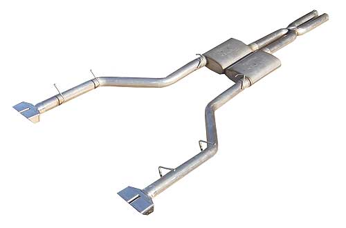 Pypes Exhaust SMC22S | Pypes Challenger V6 DUAL Cat-back System w/ StreetPro Mufflers - 409 Stainless (Requires RT/SRT8 rear Valance); 2009-2014