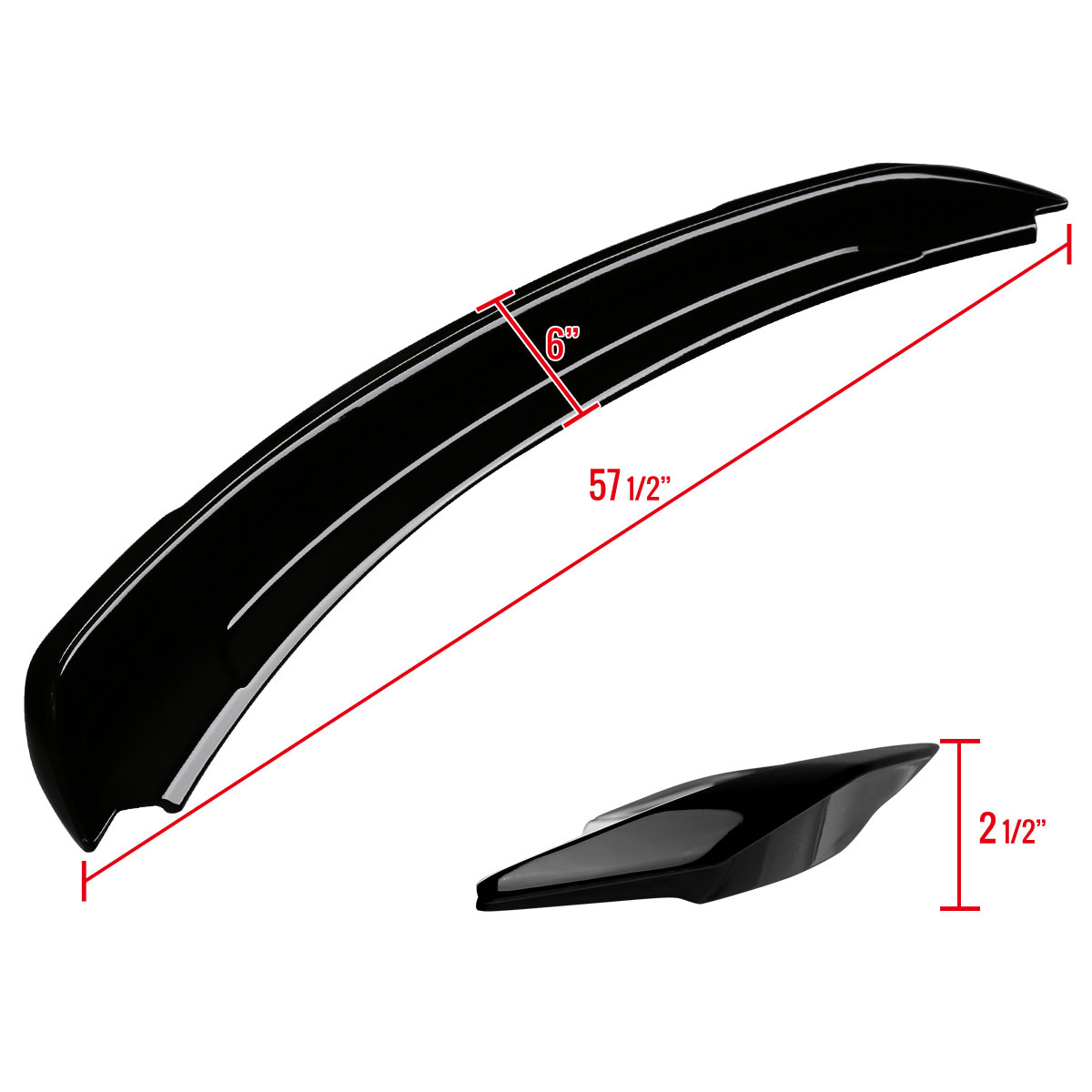 Spec-D Tuning spl-mst15gttp-rs | SPEC-D Tuning Ford Mustang Glossy Black Rear Wing Spoiler - Glossy Black; 2015-2021