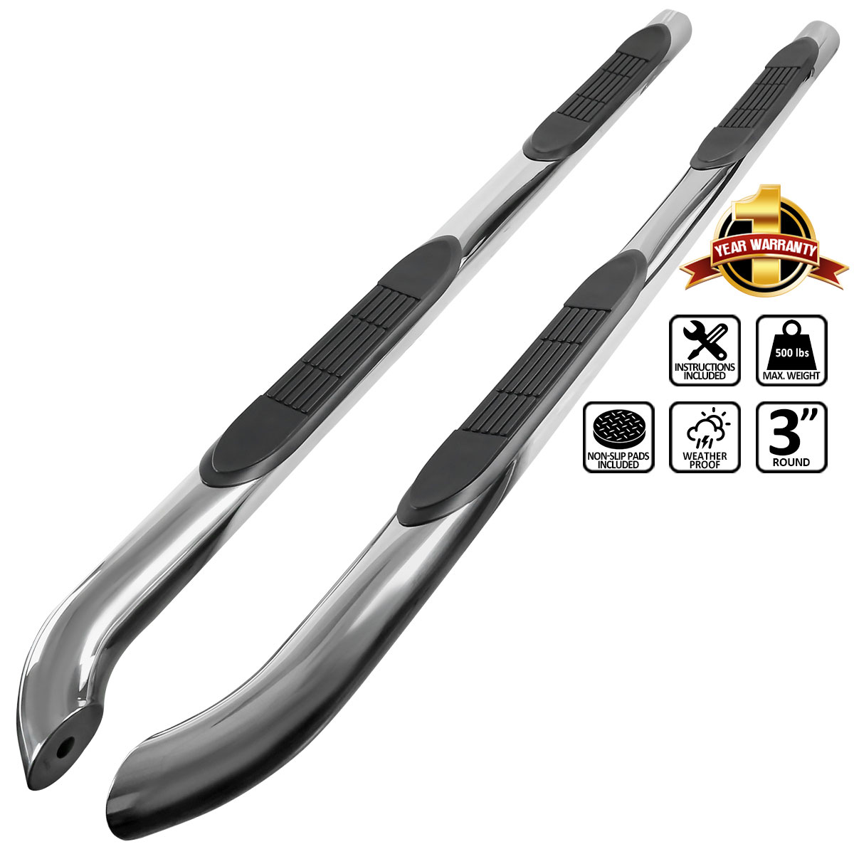 Spec-D Tuning ssb3-rav413s2-wb | SPEC-D Tuning Toyota Rav4 3 Side Step Bar; 2013-2022