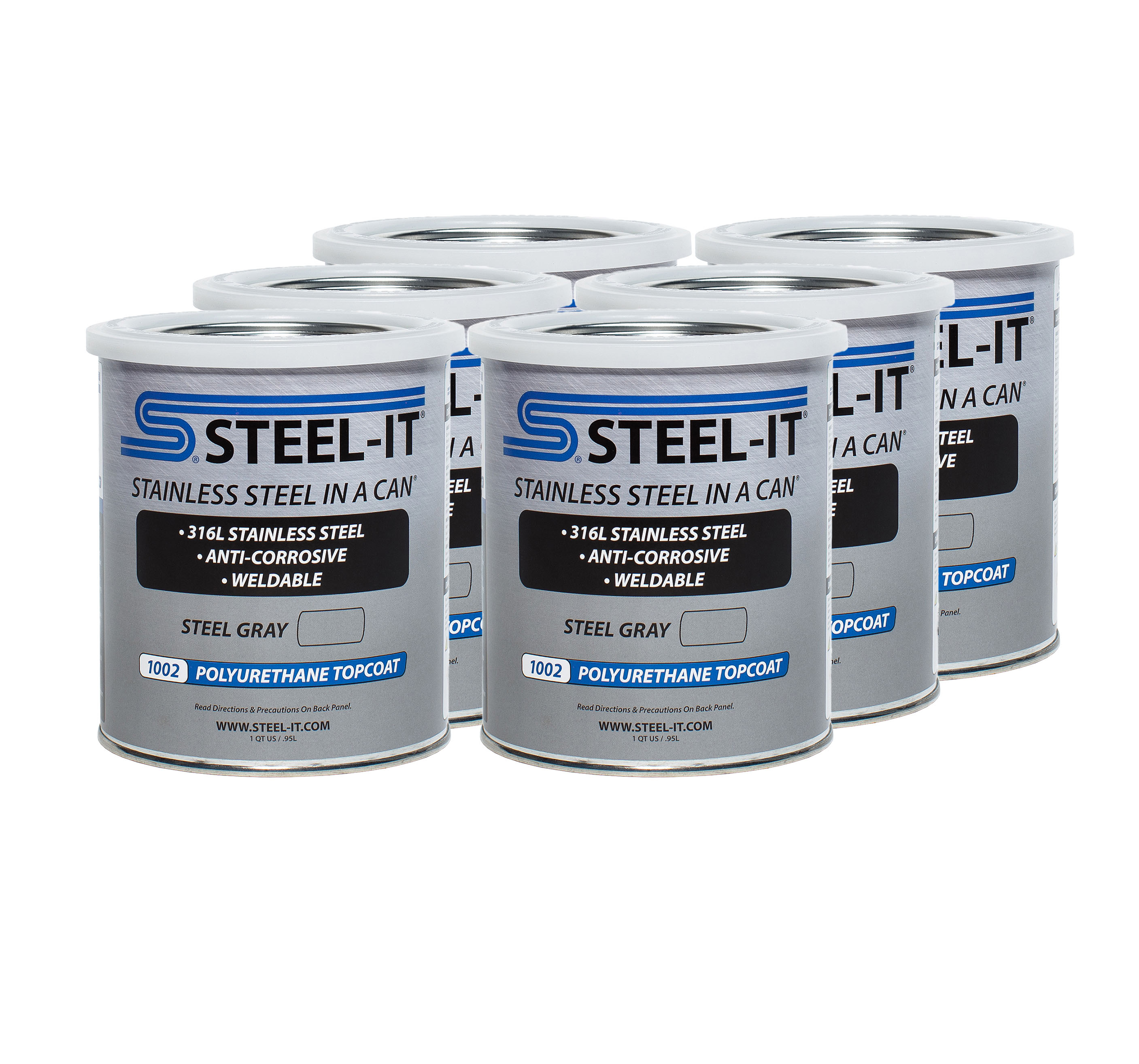 Steel-It case1002q | STEEL-IT Steel Gray Polyurethane Case 6 x 1 Quart