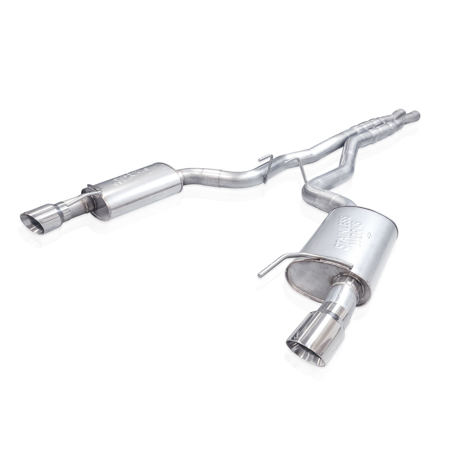 Stainless Works m24cbhfcr | 2024 Mustang GT Catback Dual Tips Redline Sound H-Pipe Factory Connect Exhaust; 2024-2024