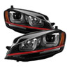 SPYDER 5080592 | Spyder Volkswagen Golf VII Projector Headlights - DRL LED - Red Stripe - Black - (PRO-YD-VG15-RED-DRL-BK); 2014-2016 Alternate Image 2