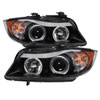 SPYDER 5009005 | Spyder BMW E90 3-Series 4Dr Halo Amber Eyebrow ( Replaceable Eyebrow Bulbs ) Projector Headlights - Black - (PRO-YD-BMWE9005-AM-BK); 2006-2008 Alternate Image 2