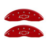 MGP 14006SBOWRD | 4 Caliper Covers Engraved Front & Rear Bowtie Red finish silver ch; 2010-2013 Alternate Image 1