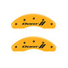 MGP 12199SDRTYL | 4 Caliper Covers Engraved Front & Rear With stripes/Dart Yellow finish black ch; 2013-2016 Alternate Image 2