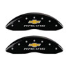 MGP 14006SBRCBK | 4 Caliper Covers Engraved Front & Rear Chevy racing Black finish silver ch; 2010-2013 Alternate Image 1