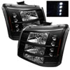 SPYDER 5012395 | Spyder Chevy Silverado 1500HD 2500HD 1PC W/ Bumper Lights LED Crystal Headlights - Black - (HD-YD-CS03-1PC-AM-BK); 2003-2007 Alternate Image 1